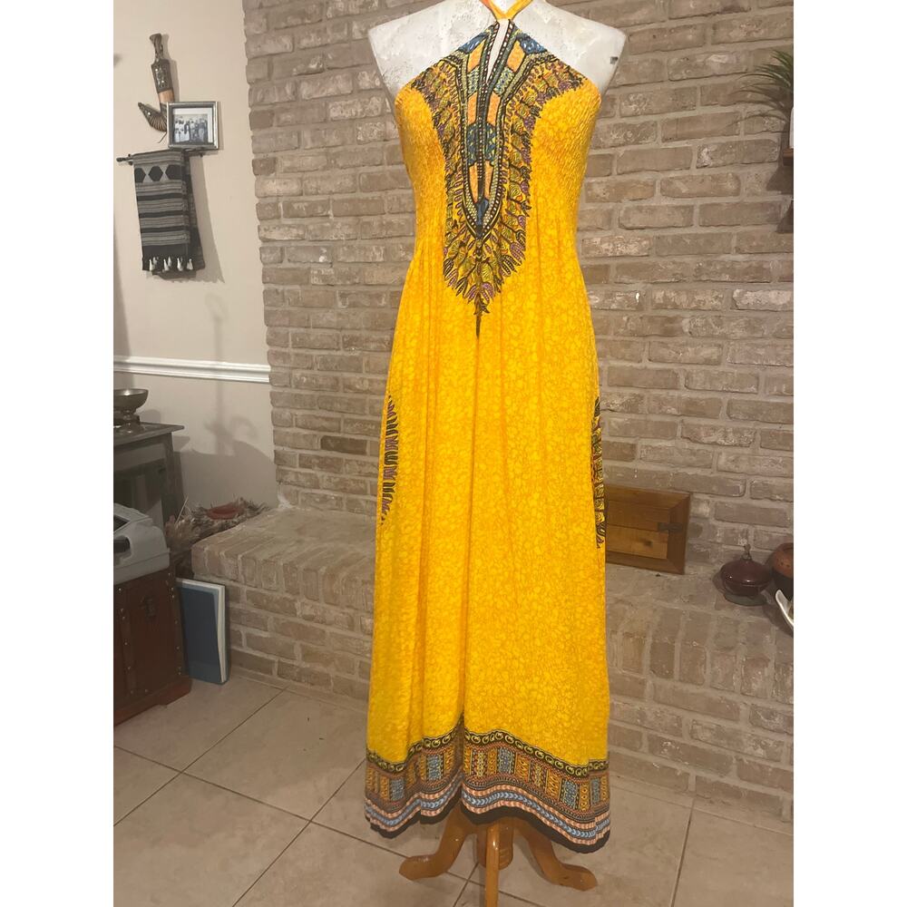 🌞 African Dashiki Print Halter
Boho
Resort Vacation Dress | One Size